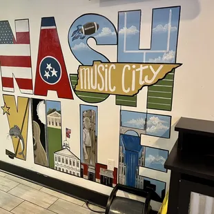 a mural of music city