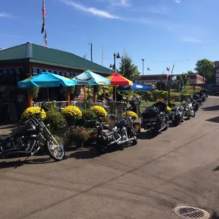 Bikers welcome!  VIP parking by the patio