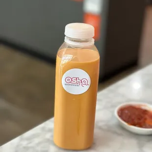 a bottle of orange juice