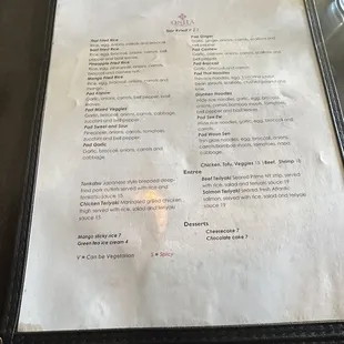 the menu