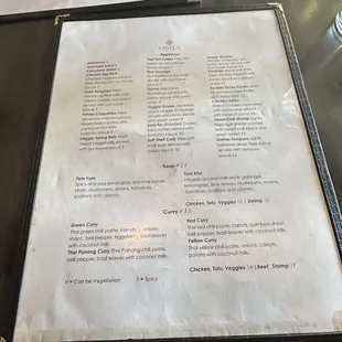 the menu