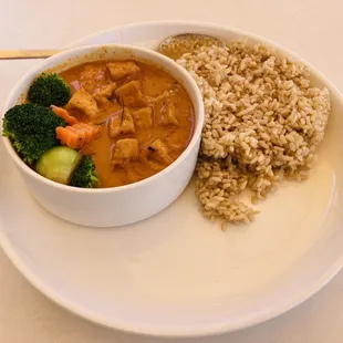 Massaman Curry with tofu and brown rice.