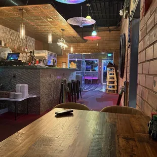 The front part of the restaurant and entrance.