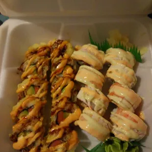 Crunchy Alaskan roll and Spicy Tuna Shrimp roll