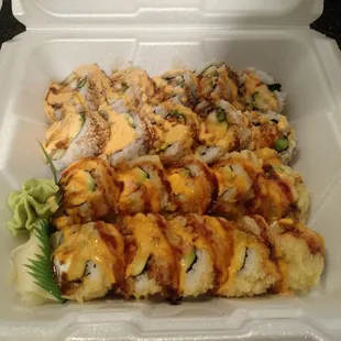 Kentucky signature roll and Crunchy Alaskan roll