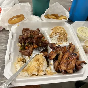 Chinese teriyaki combo plate - General Tao and Chicken Teriyaki