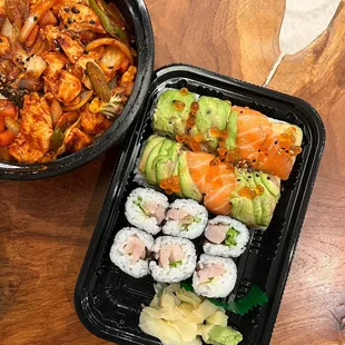 Yellowtail roll, Ji Roll Dinner, Fire Chicken