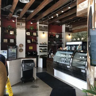 Rather small space inside, perfect to order and wait until your roll is done. Small &quot;bar top&quot; like table by the window