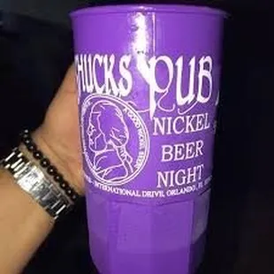 A nickel beer night cup