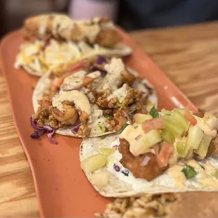 three tacos on a plate