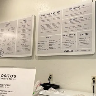 Osito's menu