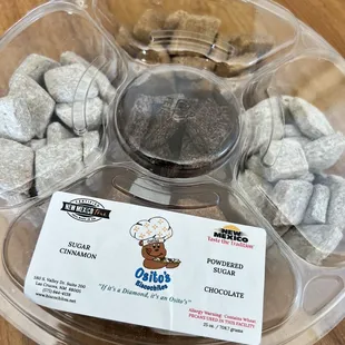 Sugar cookies, powdered sugar cookies, and chocolate cookies