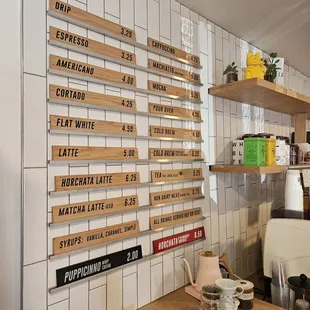 menus on the wall