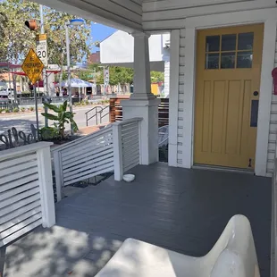 Front porch + dog bowl