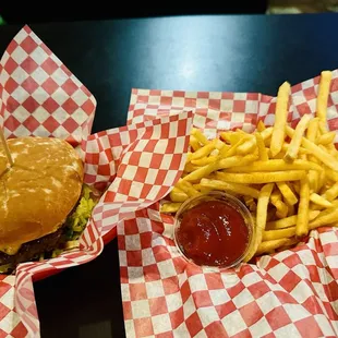 Teriyaki burger and fries