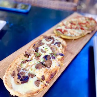Steak Alfredo &amp; Chicken Pesto Flatbread