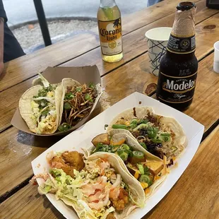 Pork fried rice taco. Fried potato taco.