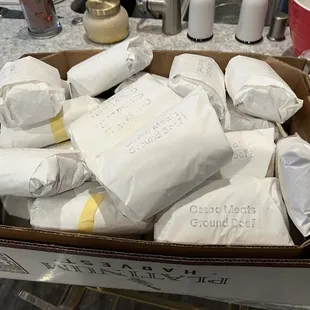 a box full of food items
