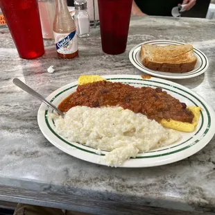 two plates of food on a table