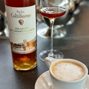 Perfect Macchiato and excellent dessert wine