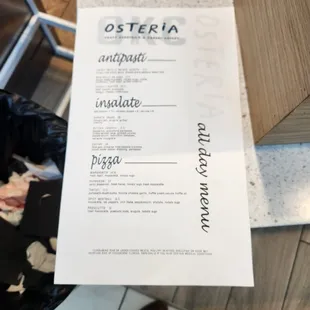 menu