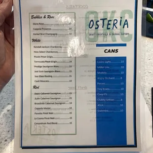 Canned beer and wine.