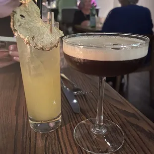 Mocktail and espresso martini