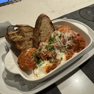 Meatballs and buratta