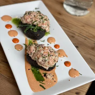 Salmon Tartare on crispy Italian wild rice  Instagram: nycgirlseat