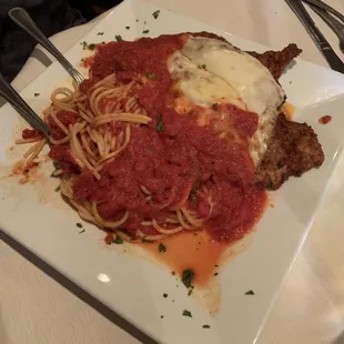 Chicken Parmesan and spaghetti