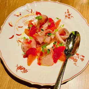 seasonal crudo - hamachi with citrus