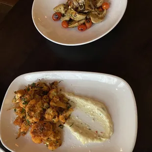 Cauliflower and artichoke appetizers