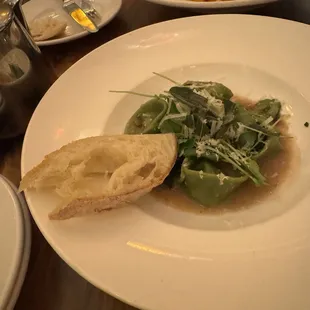 Squash Riggatoni with Spinach Noodles It's pretty cool! Like three flavors in one and they all dance on your tongue.