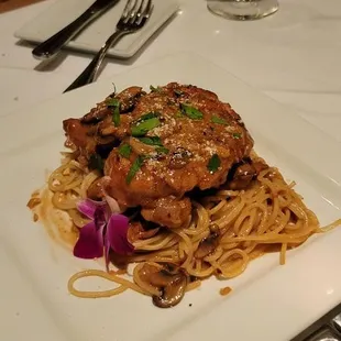 Mushrooms Marsala with chicken.