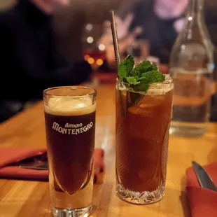 Seattle Restaurant Week featured drinks - averna &amp; lime, and an averna/rum cocktail