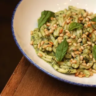 Casarecce with Pesto and Pine Nuts