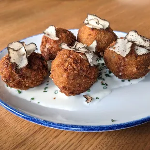 Black Truffle Arancini: Fresh Umbrian Truffle, Val D'Aosta Fonduta