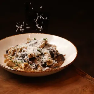 Campanelle with Porcini, Shiitake, and Oyster Mushroom Ragu