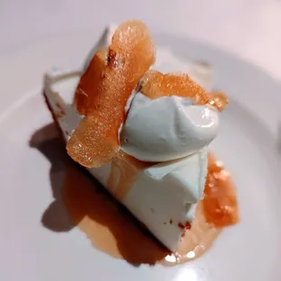 Meyer Lemon Gelato Pie, Champagne vinegar sauce &amp; candied lemon zest