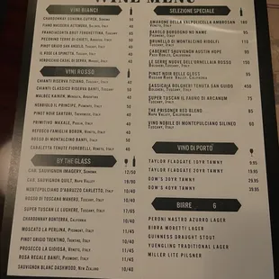 Wine menu