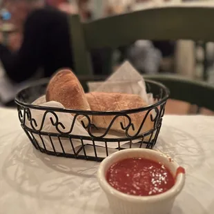 Bread and marinara dipping sauce