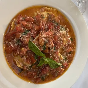 Homemade shrimp ravioli