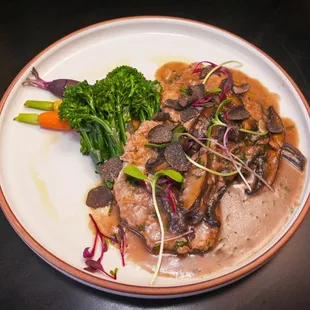 Vitellio (Veal) Marsala: veal cutlet, truffle butter, portobello mushrooms, marsala sauce