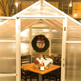 Reserve a private heated greenhouse inspired by the Italian Alps.