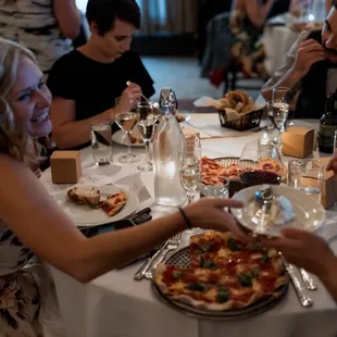 Great food, happy friends! Served in courses.