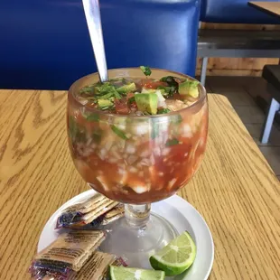 Fresh seafood cocktail.  Mouthwatering!  4-19-19.
