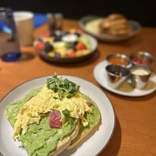 Avocado toast with scrambled eggs