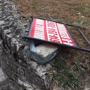 when we finally got our stairs "fixed" they literally duct taped rocks together