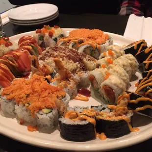 a plate of sushi