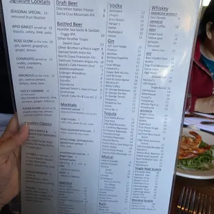 drink menu